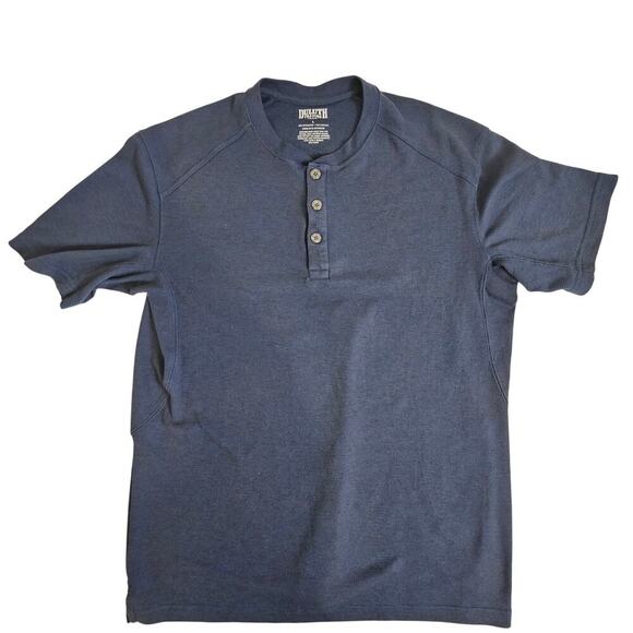 Duluth Trading Co Men’s Large Longtail Relaxed Fit Henley Blue - Picture 1 of 4